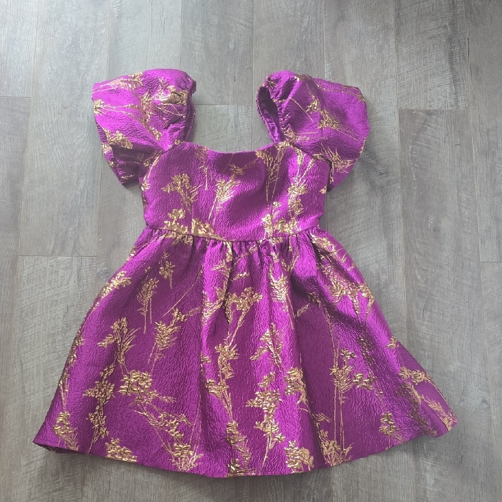 She + Sky Purple and Gold Midi Dress